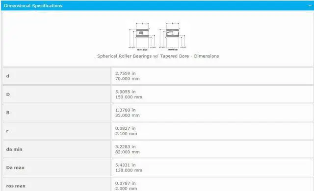 Alt view image 2 of 6 - NTN 21314 K Spherical Roller Bearing 70x150x35mm