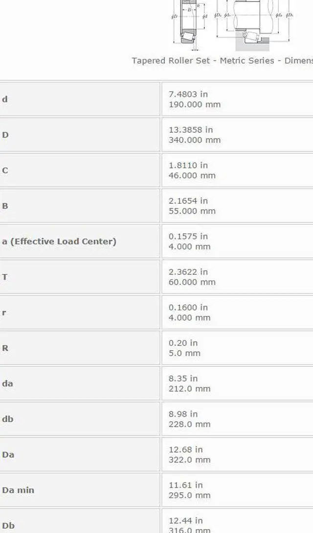 Alt view image 3 of 6 - NTN 30238 Tapered Roller Bearing 190x340x46mm