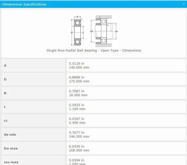Alt view image 2 of 5 - NTN 6828 Single Row Radial Ball Bearing - Open Type 140x175x18mm