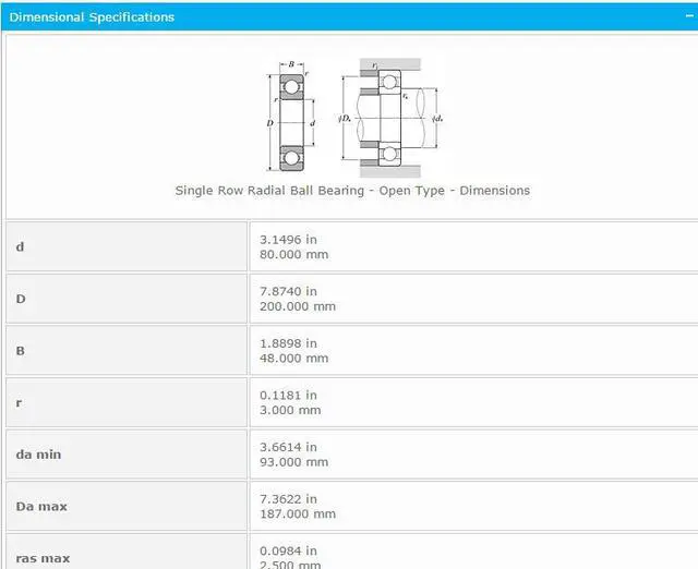 Alt view image 2 of 5 - NTN 6416 Single Row Radial Ball Bearing - Open Type 80x200x48mm