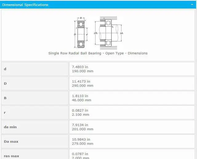 Alt view image 2 of 6 - NTN 6038 Single Row Radial Ball Bearing - Open Type 190x290x46mm
