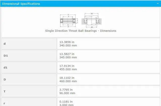 Alt view image 2 of 5 - NTN 51268 Thrust Ball Bearing 340x345x455mm