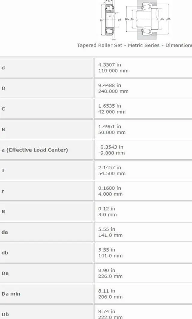 Alt view image 2 of 6 - NTN 30322 Tapered Roller Bearing 110x240x42mm