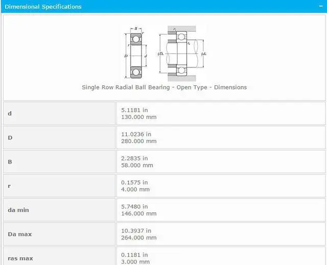 Alt view image 2 of 5 - NTN 6326 Single Row Radial Ball Bearing - Open Type 130x280x58mm
