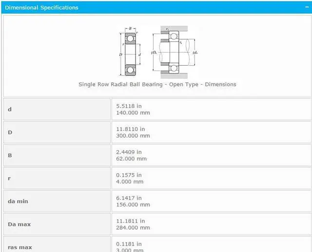 Alt view image 2 of 5 - NTN 6328 Single Row Radial Ball Bearing - Open Type 140x300x62mm