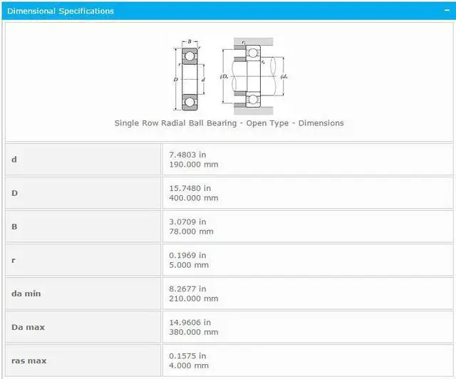 Alt view image 2 of 5 - NTN 6338 Single Row Radial Ball Bearing - Open Type 190x400x78mm