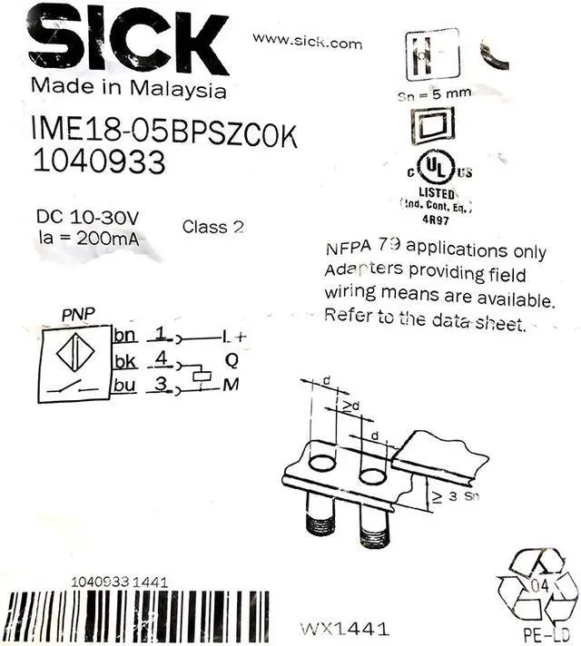 Main image of SICK IME18-05BPSZCOK Inductive proximity sensors ,PNP,New