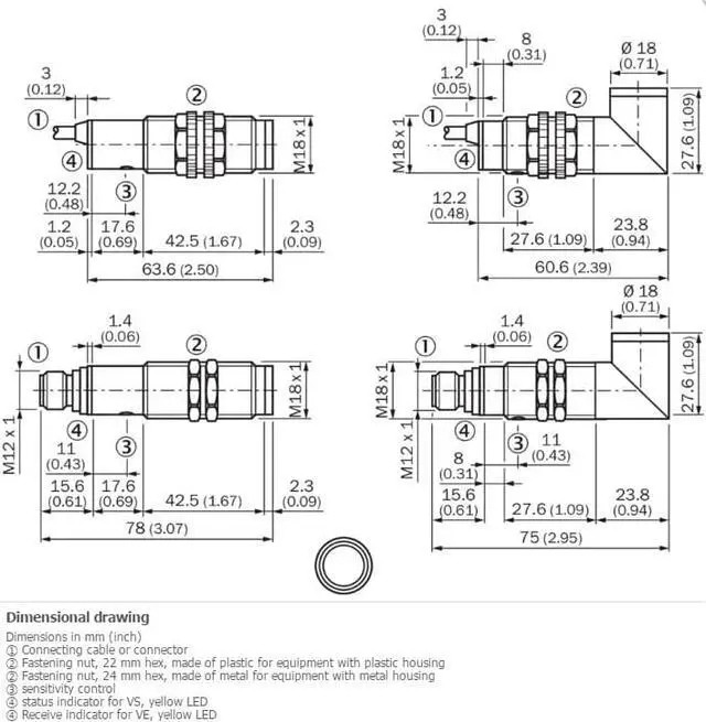 Alt view image 2 of 2 - SICK VS/VE18-4P3912 Through-beam photoelectric sensor ,PNP,New