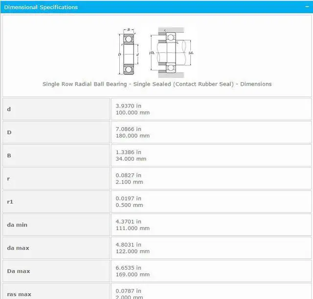 Alt view image 2 of 5 - NTN 6220LU Deep Groove Ball Bearing 100x180x34mm