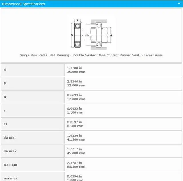 Alt view image 2 of 5 - NTN 6207LLB Deep Groove Ball Bearing 35x72x17mm
