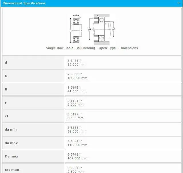 Alt view image 3 of 4 - NTN 6317 Deep Groove Ball Bearing 85x180x41mm