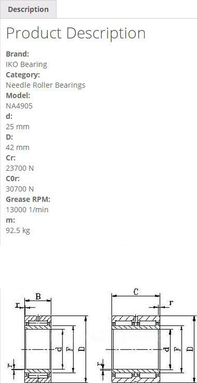 Alt view image 3 of 4 - IKO NA4905 Needle Roller Bearings 25x42x17mm