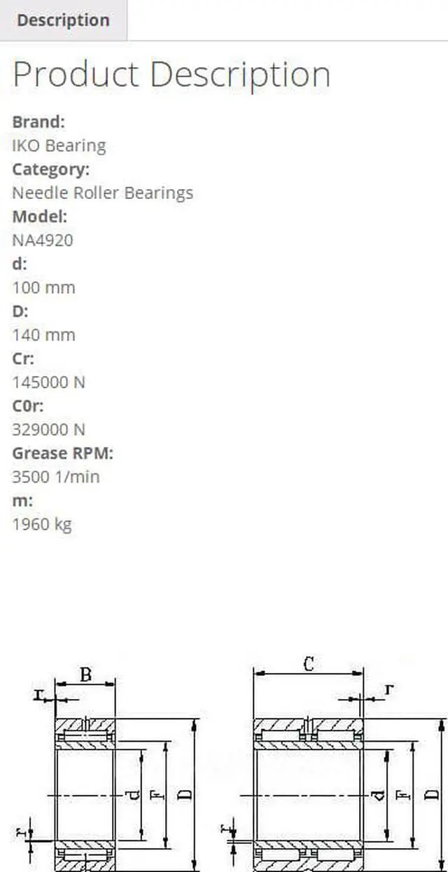 Alt view image 2 of 4 - IKO NA4920 Needle Roller Bearings 100x140x40mm