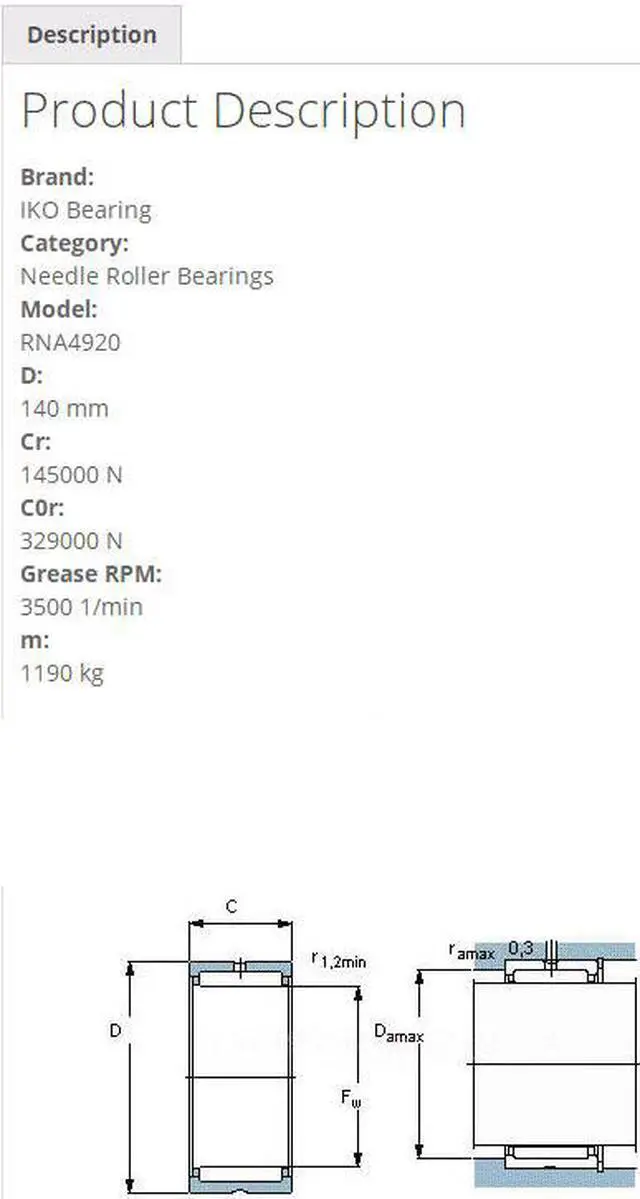 Alt view image 2 of 4 - IKO RNA4920 Needle Roller Bearings 140x100x40mm