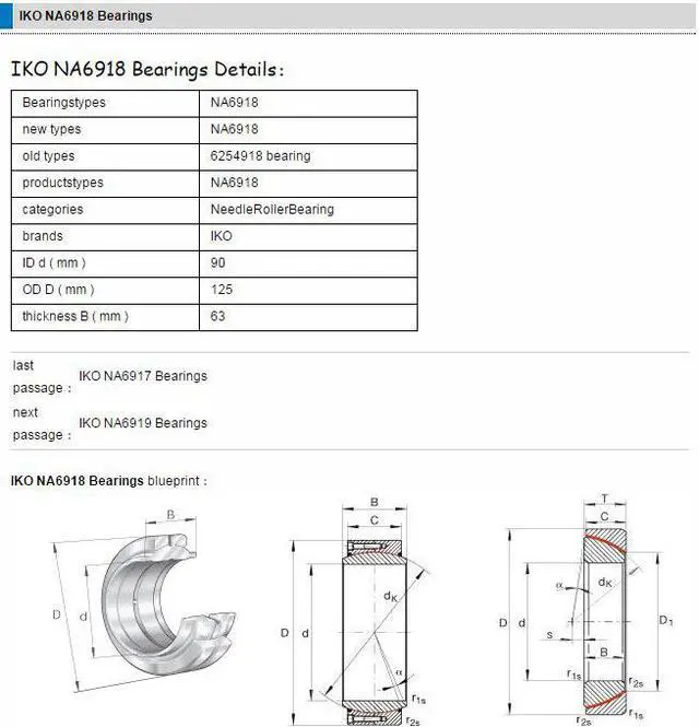Alt view image 2 of 4 - IKO NA6918 Needle Roller Bearings 125x90x63mm
