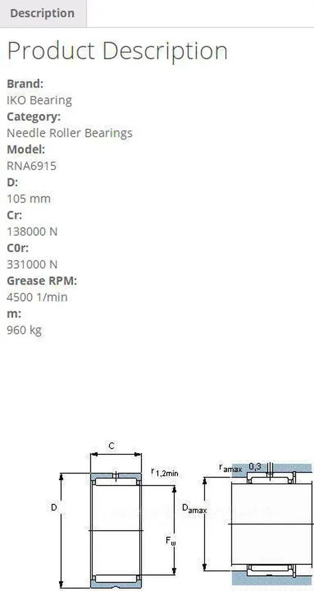 Alt view image 2 of 4 - IKO RNA6915 Needle Roller Bearings 105x85x54mm