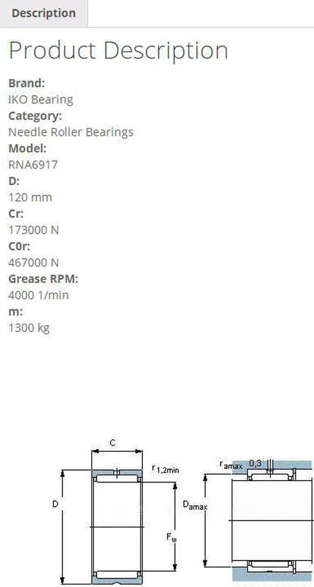 Alt view image 2 of 4 - IKO RNA6917 Needle Roller Bearings 120x100x63mm