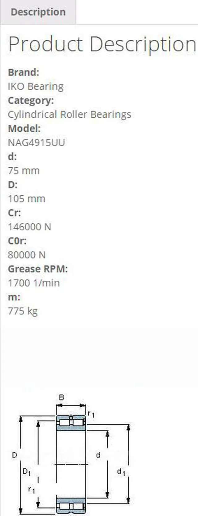 Alt view image 2 of 4 - IKO NAG4915UU Cylindrical Roller Bearings,With Seal 105x75x30mm