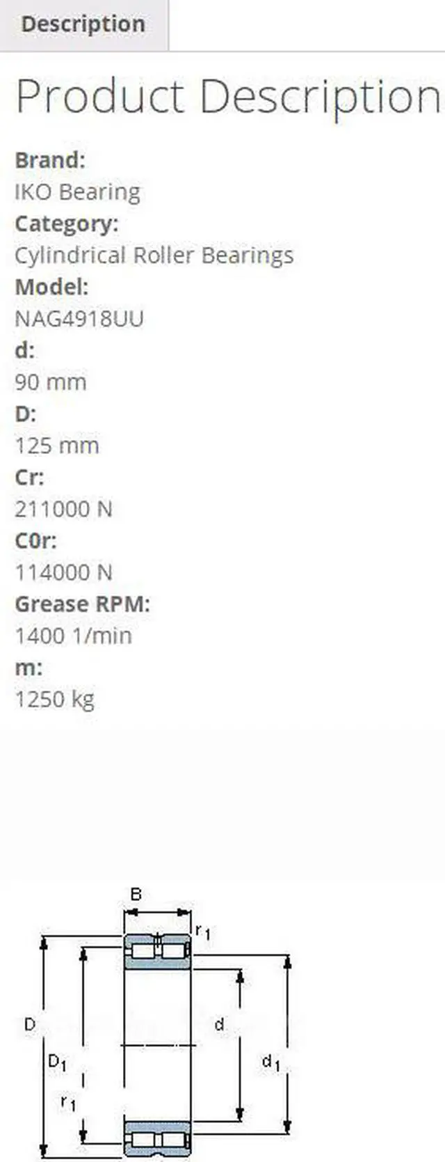 Alt view image 2 of 4 - IKO NAG4918UU Cylindrical Roller Bearings,With Seal 125x90x35mm