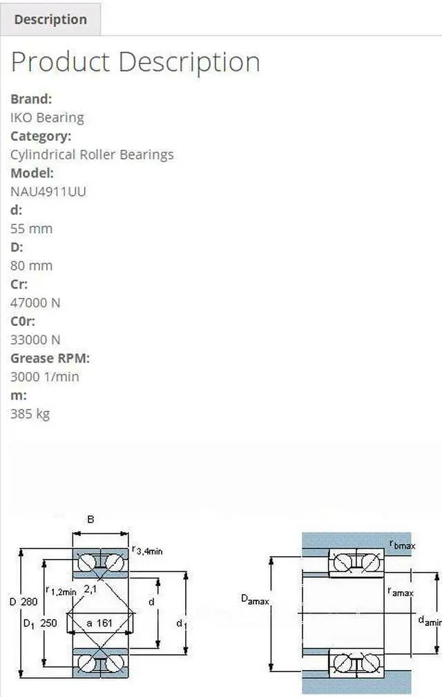 Alt view image 2 of 4 - IKO NAU4911UU Cylindrical Roller Bearings,With Seal 80x55x25mm
