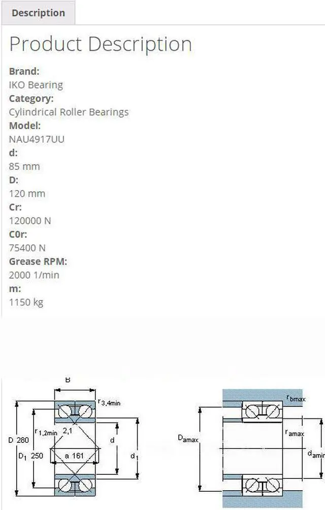 Alt view image 2 of 4 - IKO NAU4917UU Cylindrical Roller Bearings,With Seal 120x85x35mm
