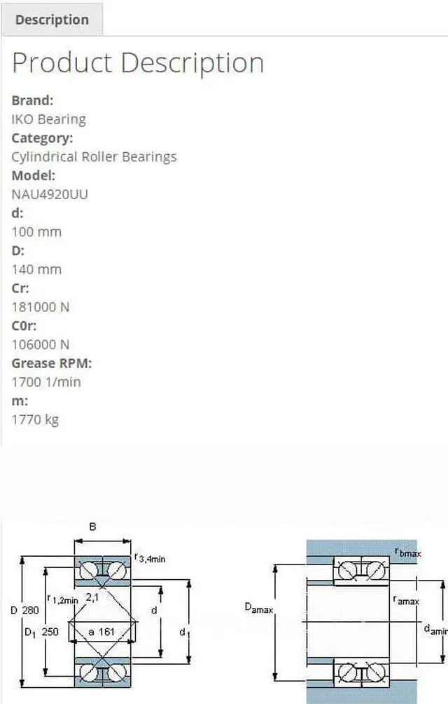 Alt view image 2 of 4 - IKO NAU4920UU Cylindrical Roller Bearings,With Seal 140x100x40mm
