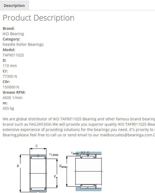 Alt view image 3 of 5 - IKO TAF9011025 Needle Roller Bearings 90x110x25mm