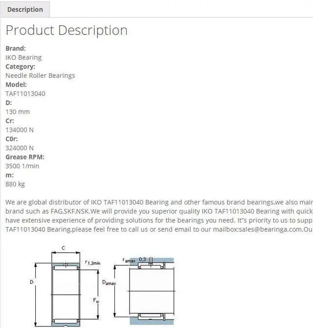 Alt view image 4 of 5 - IKO TAF11013040 Needle Roller Bearings 110x130x40mm