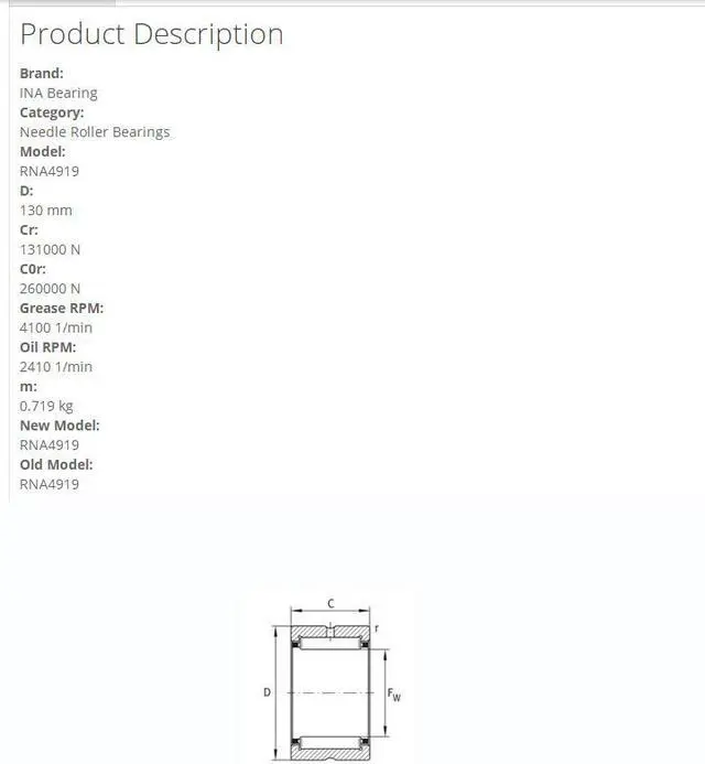 Alt view image 5 of 5 - INA RNA4919 Needle Roller Bearings 110x130x35mm