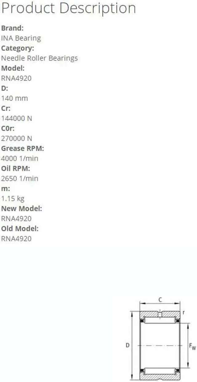 Alt view image 5 of 5 - INA RNA4920 Needle Roller Bearings 115x140x40mm