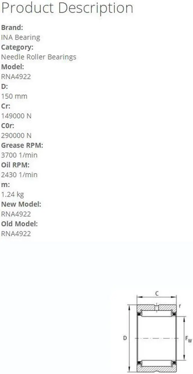 Alt view image 5 of 5 - INA RNA4922 Needle Roller Bearings 125x150x40mm