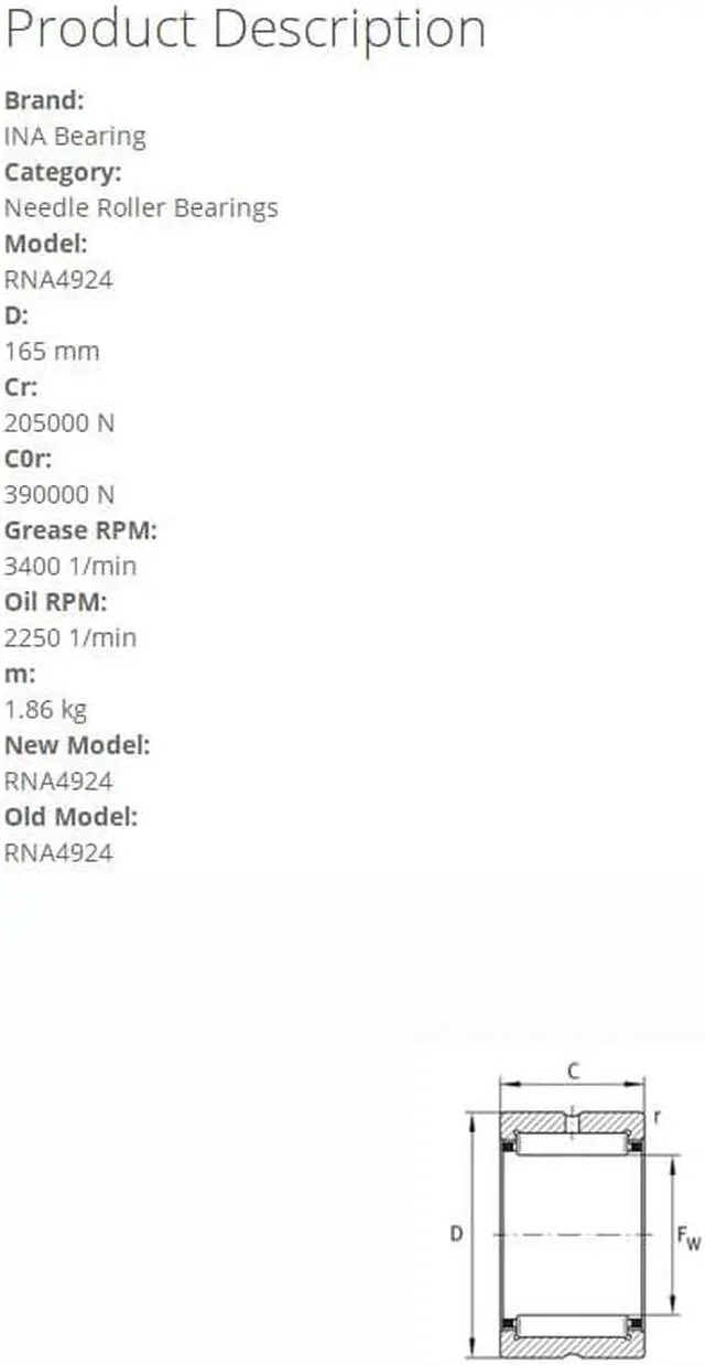 Alt view image 5 of 5 - INA RNA4924 Needle Roller Bearings 135x165x45mm