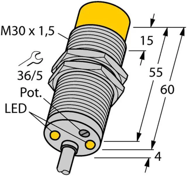 Main image of TURCK DNI20U-M30-AP4X2 1582233 Inductive sensor PNP