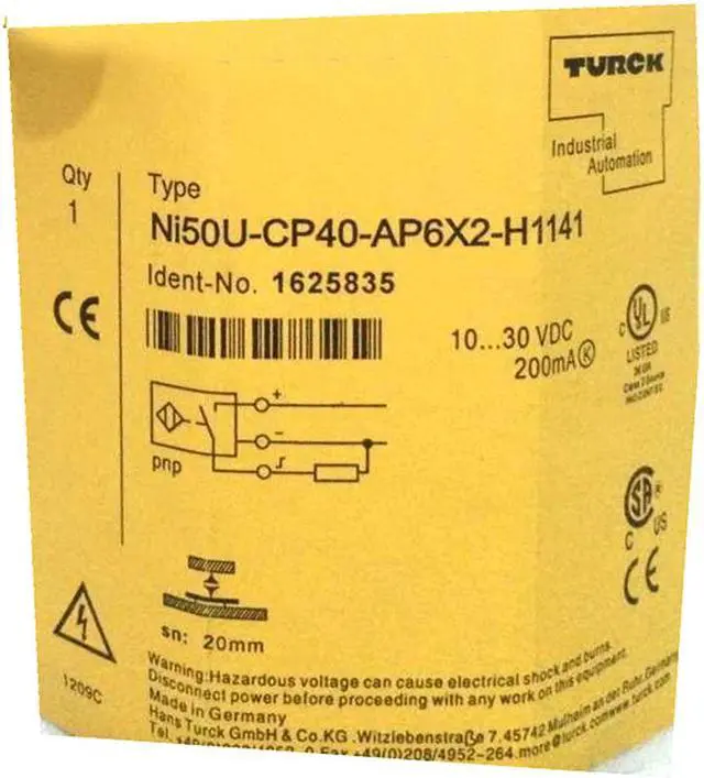 Main image of TURCK NI50U-CP40-AP6X2-H1141 1625835 Inductive sensor PNP