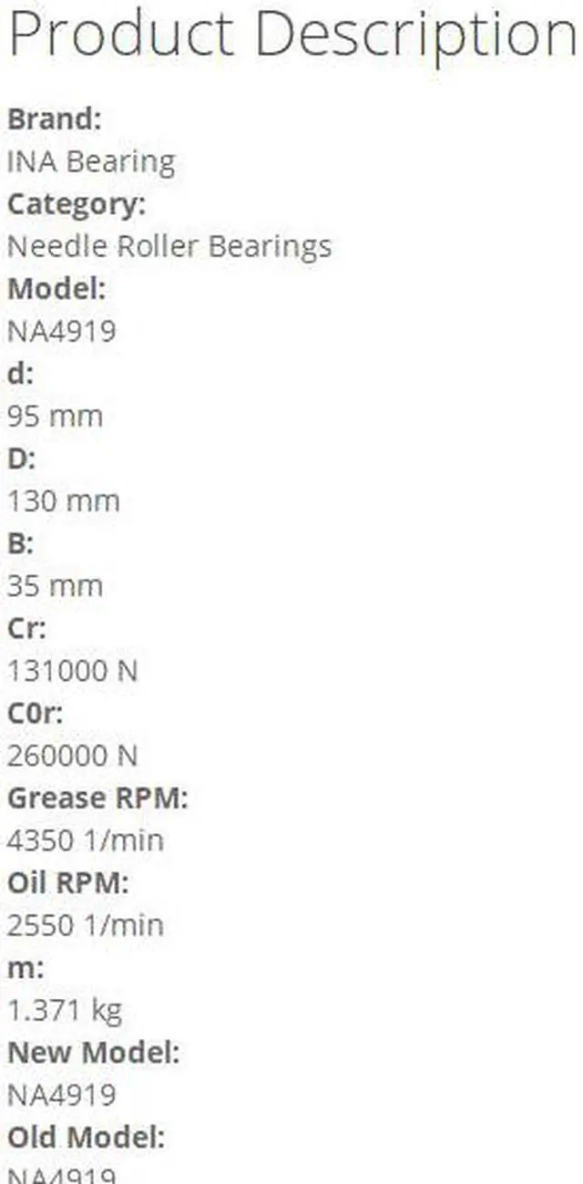 Alt view image 5 of 5 - INA NA4919 Needle Roller Bearings-With Inner Ring 95x130x35mm