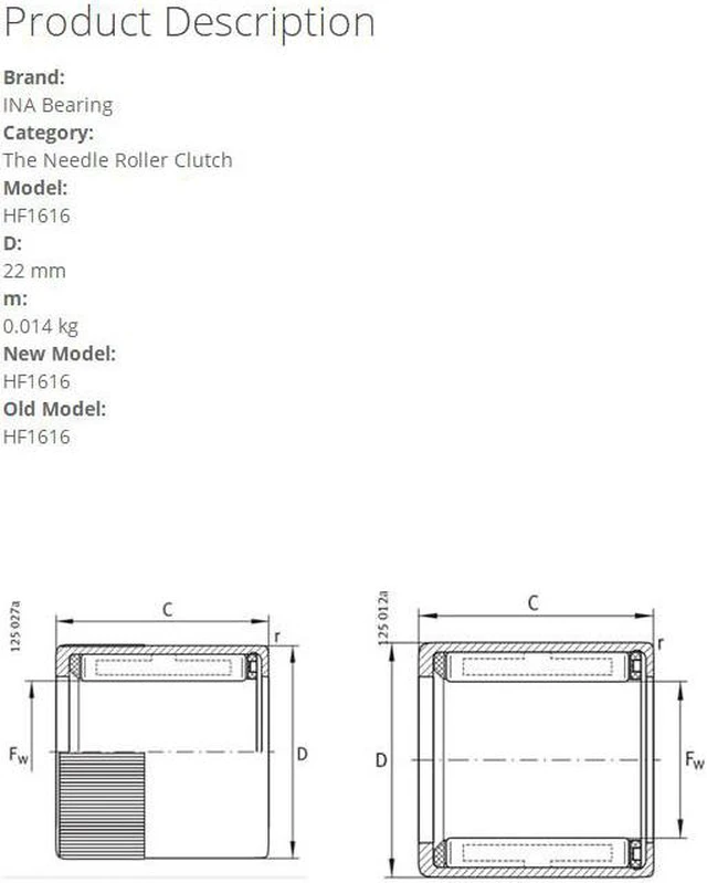 Alt view image 4 of 4 - INA HF1616 Needle Roller Bearings 16x22x16mm