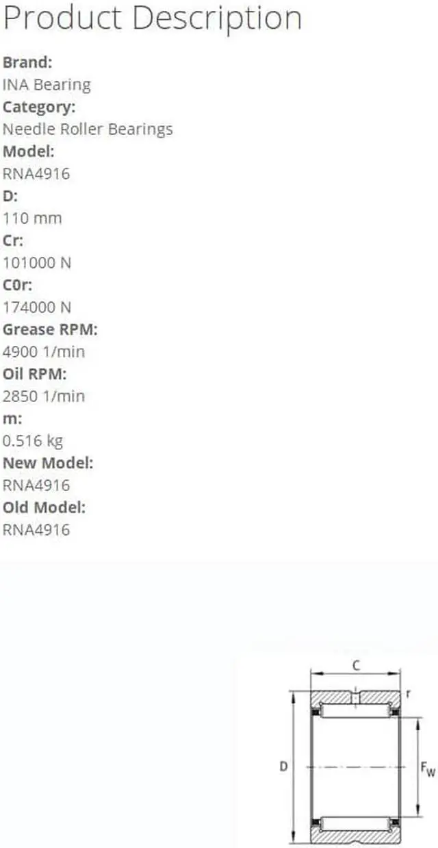 Alt view image 5 of 5 - INA RNA4916 Needle Roller Bearings 90x110x30mm