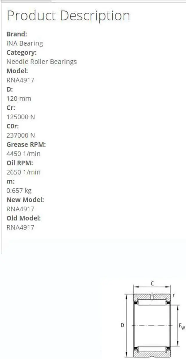 Alt view image 5 of 5 - INA RNA4917 Needle Roller Bearings  100x120x35mm