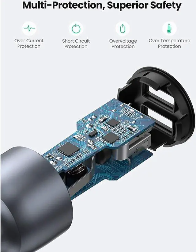 Alt view image 5 of 7 - UGREEN USB Car Charger, 36W Dual QC 3.0 Fast Charging Adapter...