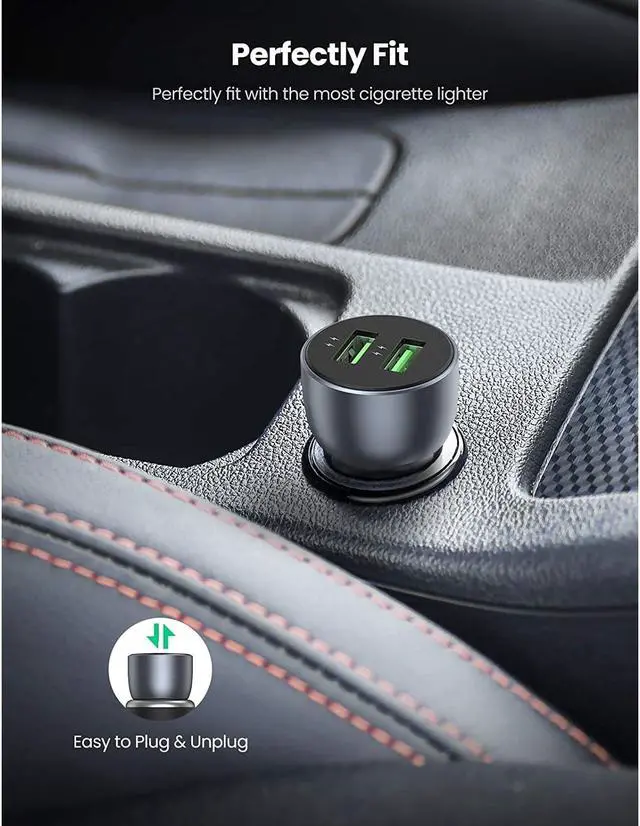 Alt view image 6 of 7 - UGREEN USB Car Charger, 36W Dual QC 3.0 Fast Charging Adapter...