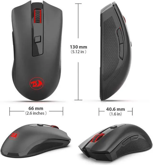 Alt view image 2 of 8 - redragon m652 optical 2.4g wireless mouse with usb receiver, protable gaming & office mice, 5 adjustable dpi levels, 6 buttons for desktop, macbook, notebook, pc, laptop, computer