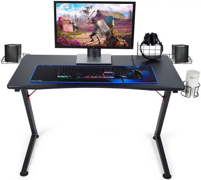 Alt view image 5 of 7 - GTRACING Gaming Desk Computer Office PC Gamer Table Pro Racing Style Professional Game Station Z-Shaped Gaming Controller Tablet Stand & Cup Holder, Black
