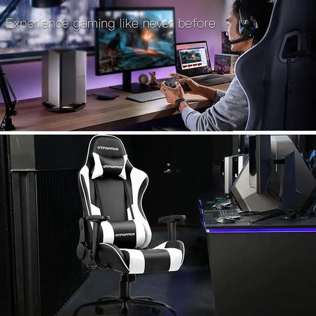 Alt view image 4 of 7 - GTRACING Gaming Chair Massage Office Computer GTPOFFICE Series Racing Chair for Adult Reclining Adjustable Swivel Leather Chair High Back Desk Chair Headrest and Massage Lumbar Support Cushion