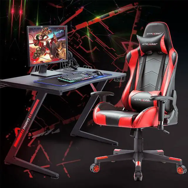 Alt view image 6 of 7 - GTRACING Gaming Desk Computer Office PC Gamer Table Pro Racing Style Professional Game Station Z-Shaped Gaming Controller Tablet Stand & Cup Holder, Black