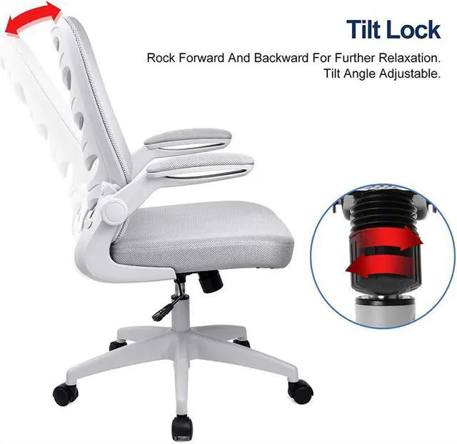 Alt view image 4 of 6 - GTRACING Desk Chair ComHoma-Series Ergonomic Office Chair Mesh Computer Chair with Flip-Up Arms Lumbar Support Adjustable Swivel Mid Back for Conference Home Office, Black