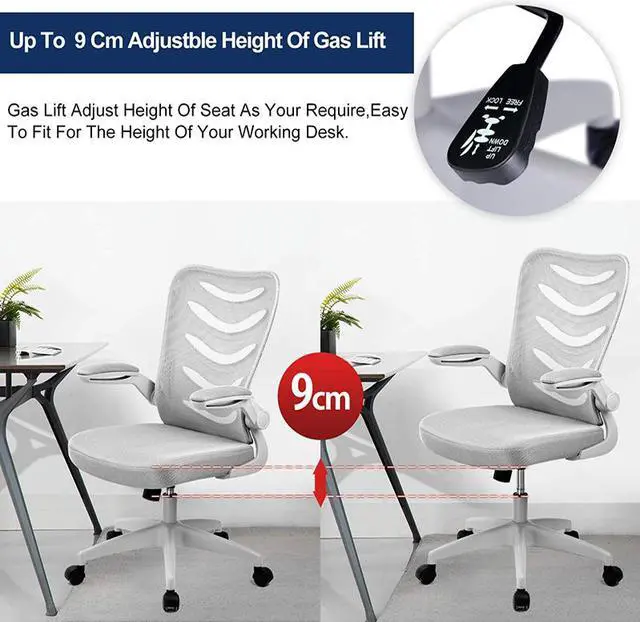 Alt view image 5 of 6 - GTRACING Desk Chair ComHoma-Series Ergonomic Office Chair Mesh Computer Chair with Flip-Up Arms Lumbar Support Adjustable Swivel Mid Back for Conference Home Office, Black