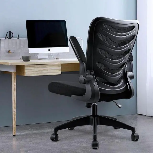 Alt view image 2 of 7 - GTRACING Desk Chair ComHoma-Series Ergonomic Office Chair Mesh Computer Chair with Flip-Up Arms Lumbar Support Adjustable Swivel Mid Back for Conference Home Office, Black