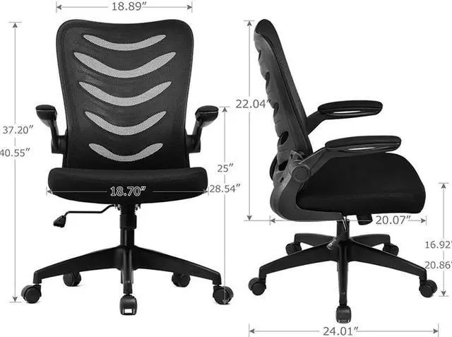 Alt view image 7 of 7 - GTRACING Desk Chair ComHoma-Series Ergonomic Office Chair Mesh Computer Chair with Flip-Up Arms Lumbar Support Adjustable Swivel Mid Back for Conference Home Office, Black