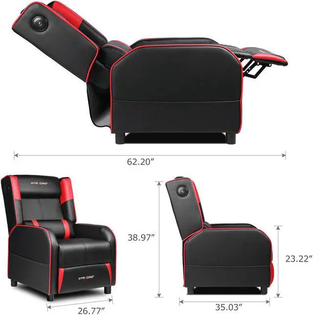 Alt view image 7 of 7 - GTRACING Gaming Recliner Chair with Bluetooth Speakers Racing Style Single Gaming Sofa Modern Living Room Recliners Ergonomic Comfortable Massage Home Theater Seating