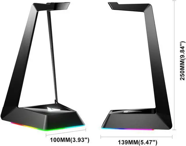Alt view image 7 of 7 - GTRACING Gaming Headphone Stand, Gaming Headset RGB Holder with Wireless Charger, 3 USB Hub, 3 in 1 Multi-Functional Base Station, Gifts for Gamers, PC Game Earphone Accessories